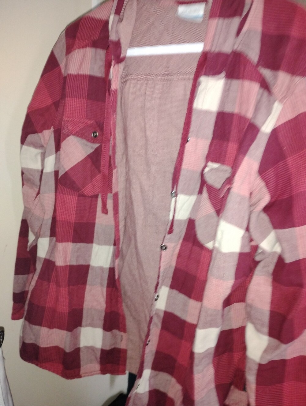 Womans Red Plaid Button-Up Shirt - Casual Flannel